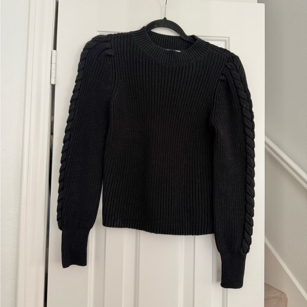 525 America Black Cable Knit Sweater 100% Cotton Size XS